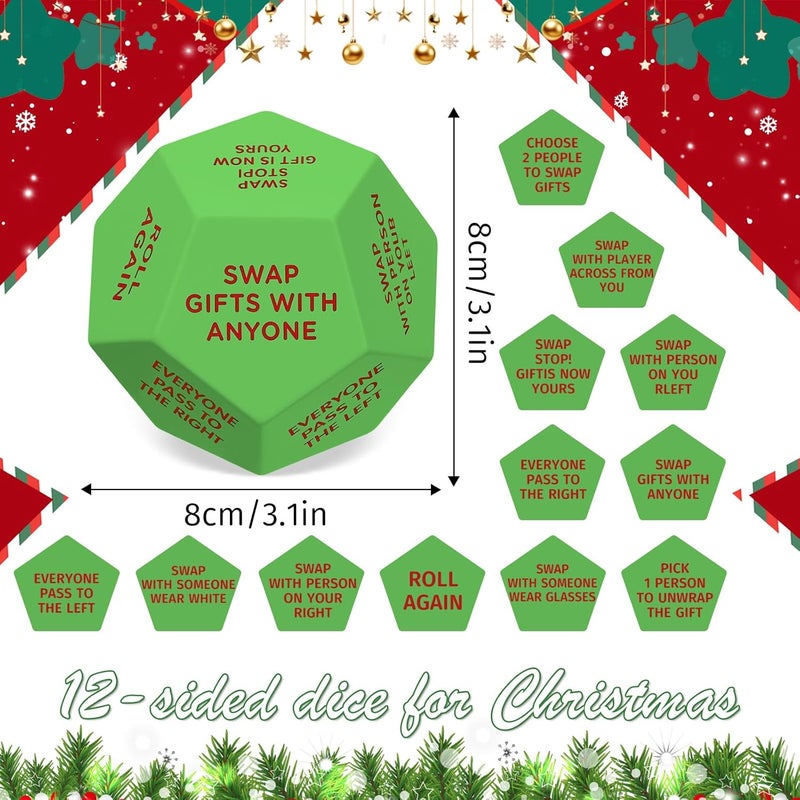 oyeftp Store Santa Swap Gift Exchange Dice, 3 * 3in Exchange Gifts Family Game, Christmas Stocking Stuffers Gift Exchange Dice Games for Friends for Xmas, Birthday, Party and Family Night, Holiday - Image 2